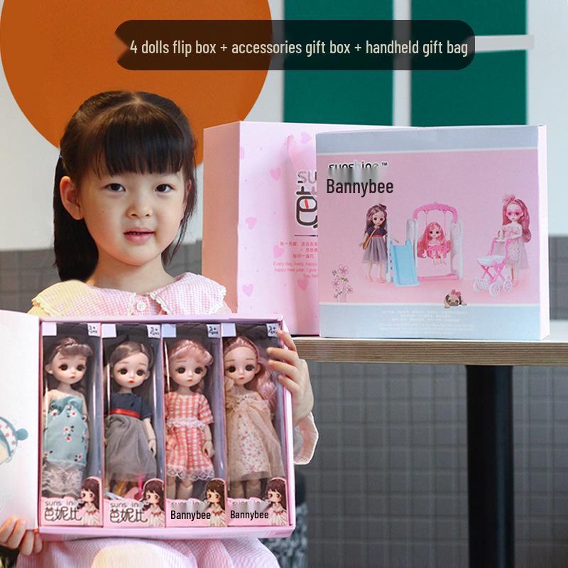 24cm Dress-Up BJD Girl Doll Toy - Mother & Baby Doll Clothes Gift Set
