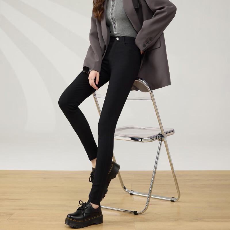 Langsha Women's High-Waist Elastic Black Pencil Leggings