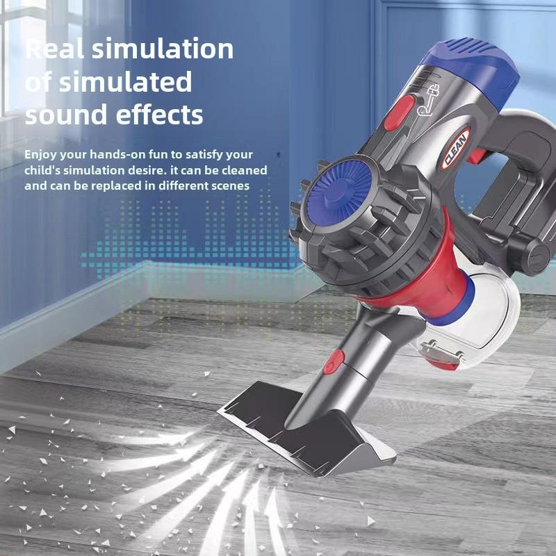 Kids' Electric Pretend Vacuum Cleaner & Cleaning Toy Set: Broom, Dustpan, and Simulated Sweeper.