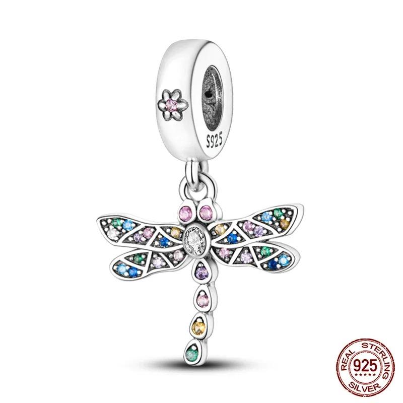Fashion 925 Silver Colorful Butterfly Dragonfly Hummingbird Spring Series Charms Beads Fit 925 diy Bracelet Jewelry