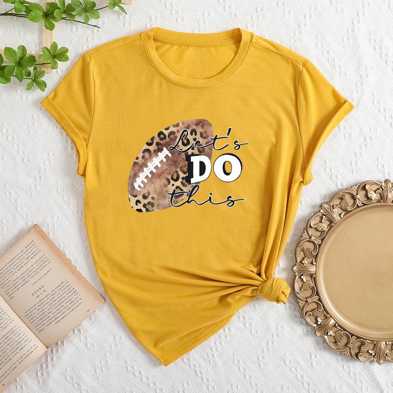 Summer Women's Fashionable Rugby Short Sleeved Casual Loose Cotton Round Neck Top