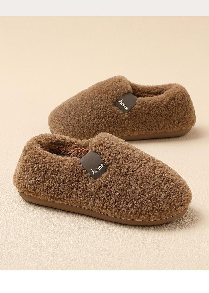 Women's Plush Cotton Non-Slip Indoor Slippers - Warm, Thick Fleece, Closed-Heel for Autumn & Winter, Men's Sizes Available.