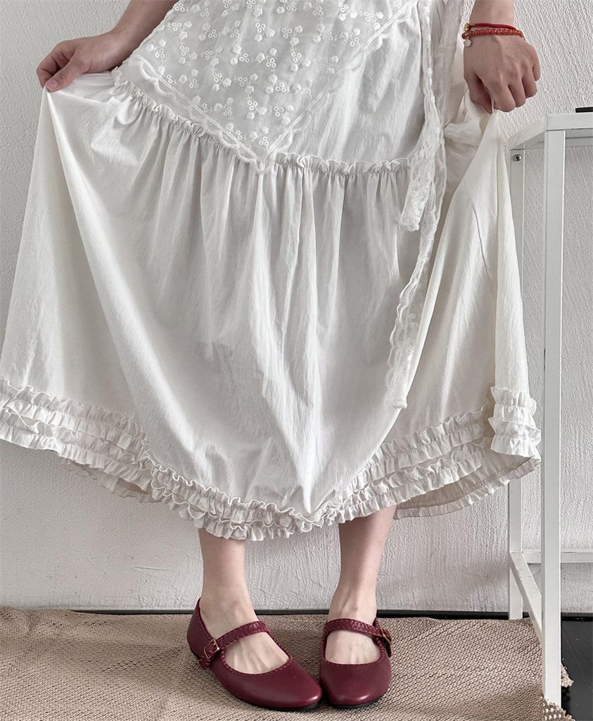 25 autumn new all-sheepskin Mary Jane single shoes round head buckle retro shallow mouth stitching ballet women's shoes