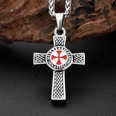 Vintage Mode Edelstahl Kreuz Schild Tropfen Anhänger Halsketten Für Männer Frauen Nordisch Keltische Knoten Halskette Amulett Schmuck