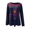 Women's  Ethnic Bohemian Print Round Neck Long Sleeve Loose T-Shirt