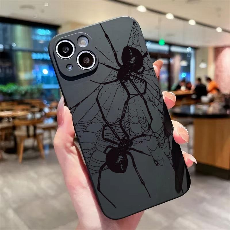 For iPhone 16 15 14 13 12 11 Pro Max XS X XR 7 8 16 Plus SE 2022 Silicone Case Shoockproof Popular Black Red Spider Soft Cover