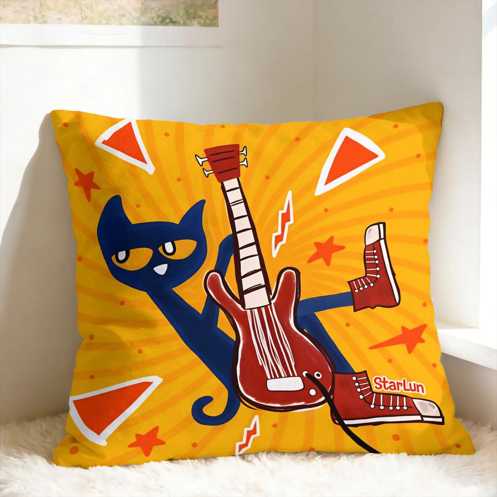 P-Pete The Cat Pillow Case Comfy Pillow Cover For Living Room Bed Chair Fashion Cushion Cover