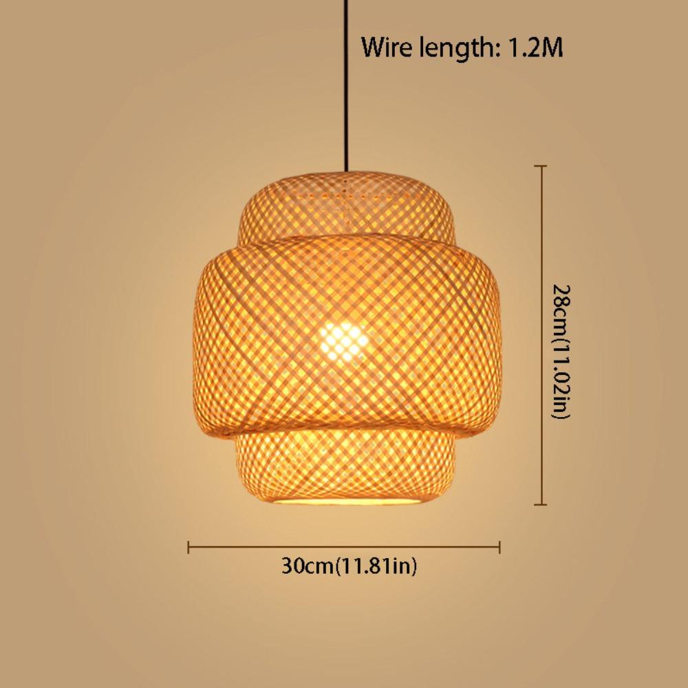 Woven Rattan Pendant Lamp Hand Knitted Ceiling Light Rural Handmade Wicker Chandelier Bedroom