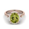 10X8mm Oval Peridot Solitaire Accents 925 Sterling Silver Rose Vermeil Halo Women Engagement Ring