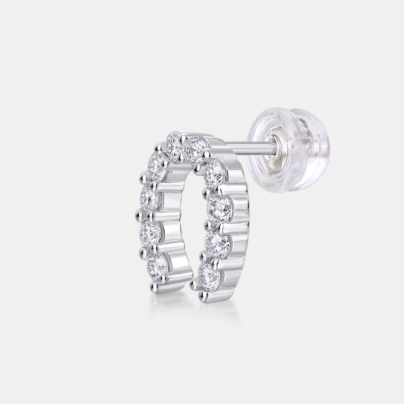 Ready To Ship VVS Moissanite Horseshoe C Hoop Earrings S925 Sterling Silver Full Pave U Shape Jewelry for Women Earings