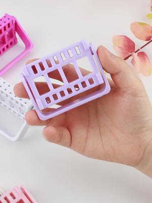 7 Pcs Acrylic 16 Holes Nail Drill Holder Beauty Nail Drill Display Box Dustproof Nail Drill Organizer Colorful Storage Container