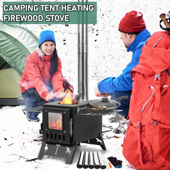 Wood Burning Stove, Folding Portable Wood Stove, Tent Stove for Heating, Camping Stove include