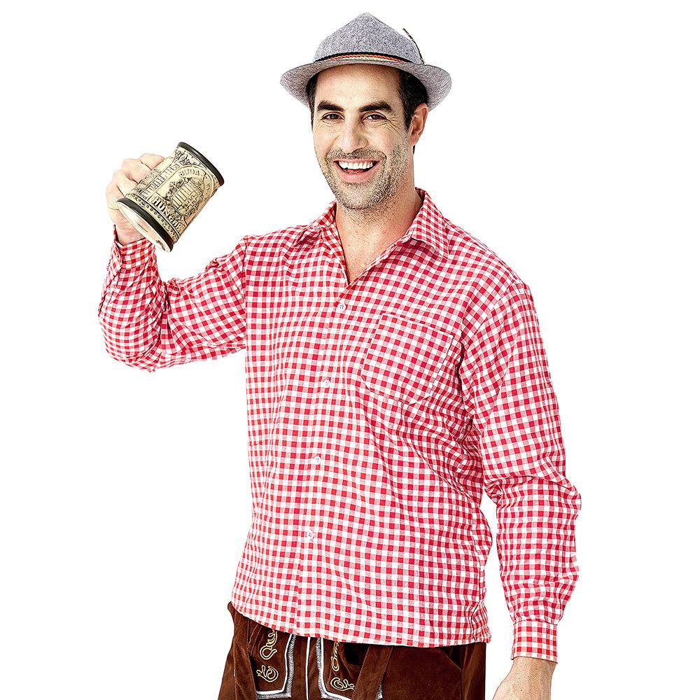 Men's Bavarian Red Plaid Beer Overalls Set - Traditional German Festival Wear