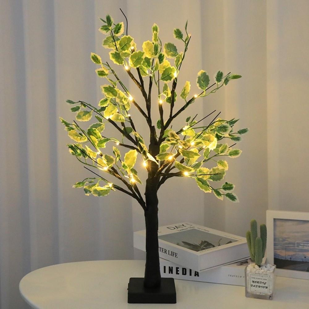 Simulation Green Leaves LED Tree Light Warm White Luminous Decoration Tree Festival Lighting