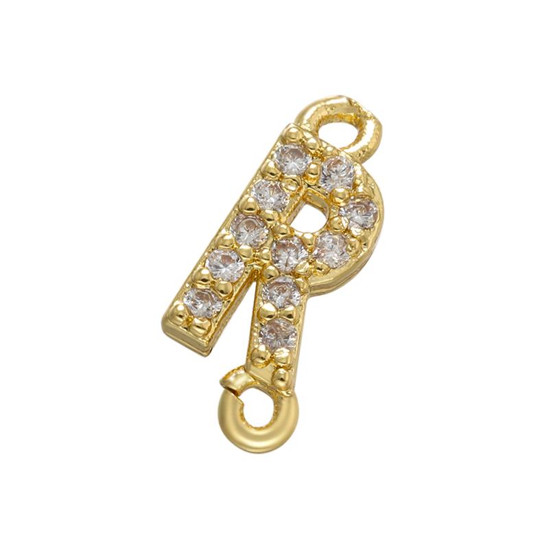 CZ Crystal 26 Initial Letter A-Z Charms Gold Plated Brass Connector for Necklace Bracelet Jewelry Accessories :VD1114