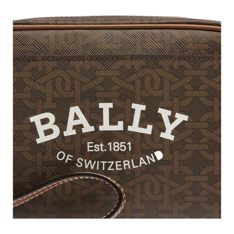 Bally Cedy 17 Classic Logo Print Zipper Wristlet Clutch Women clutch Brown 6301710