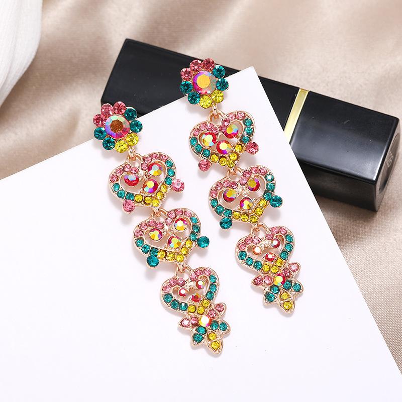S925 silver needle niche baroque retro personalized crystal stud earrings women's fashion versatile long temperament earrings