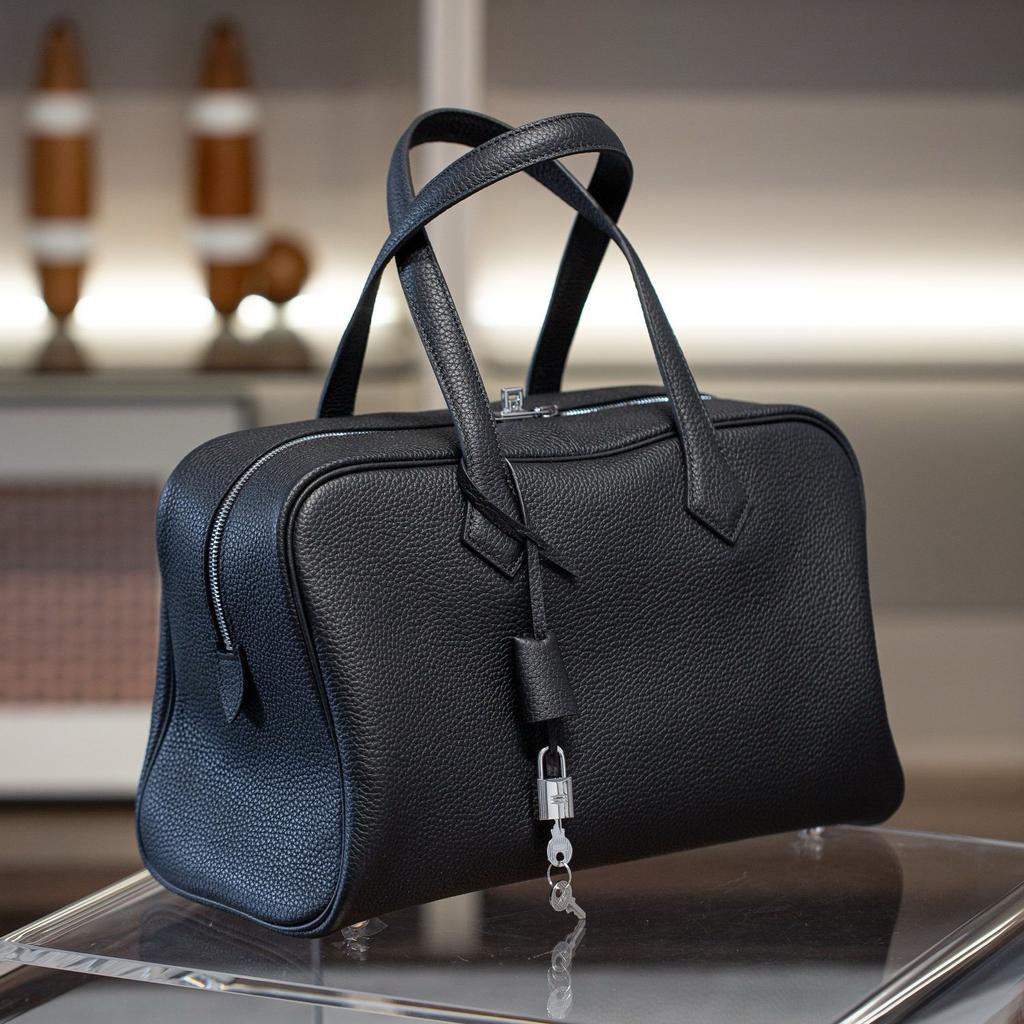 New TC Head Leather Victoria Large Capacity Boston Commuter Handheld Shoulder Bag Cross Border