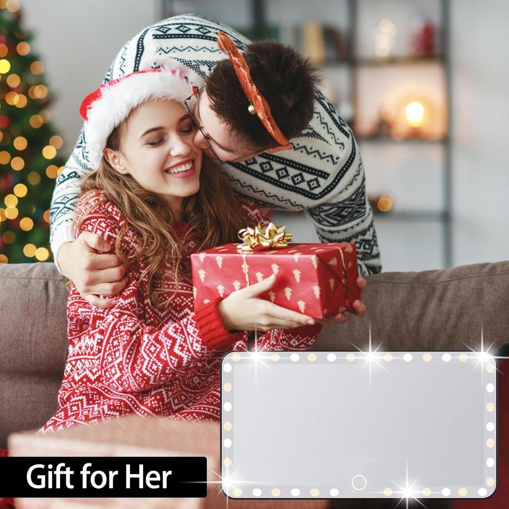 Car Sun Visor Vanity Mirror, 3 Light Modes & 60 LEDs, Rechargeable Dimmable Touch Screen Travel Makeup Mirror,Universal For Truck SUV-Car Accessories