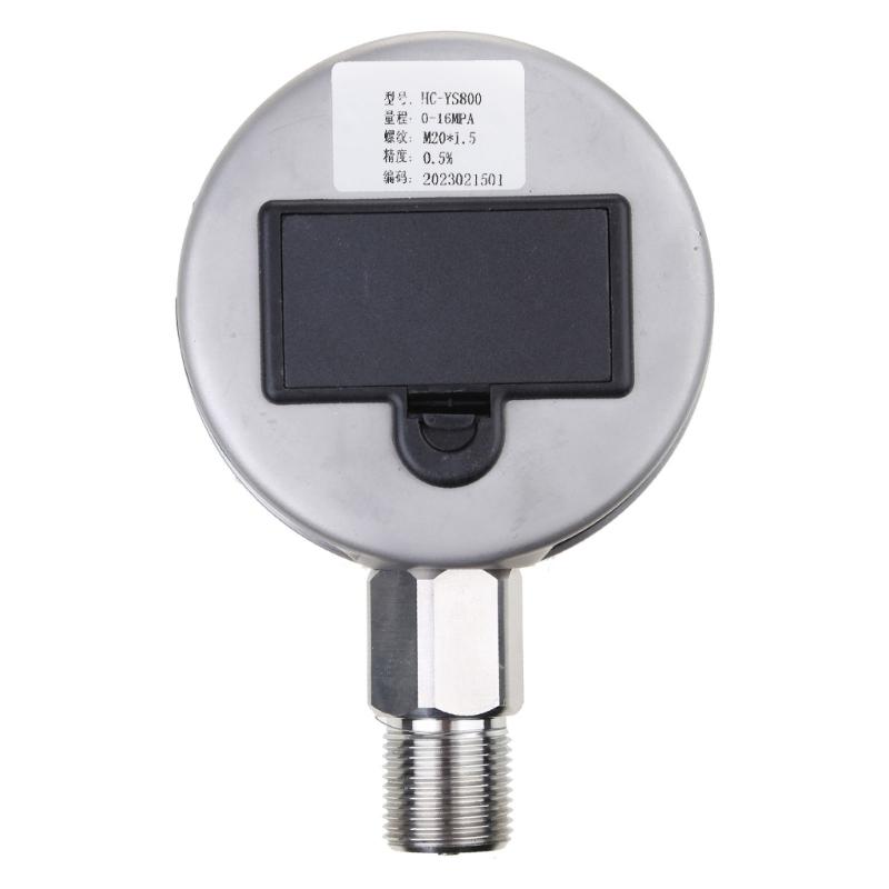 Digital Hydraulic Industrial Pressure Gauge Lower Mount Battery Powered Large LCD Dispaly Reset Function 5 Units Durable