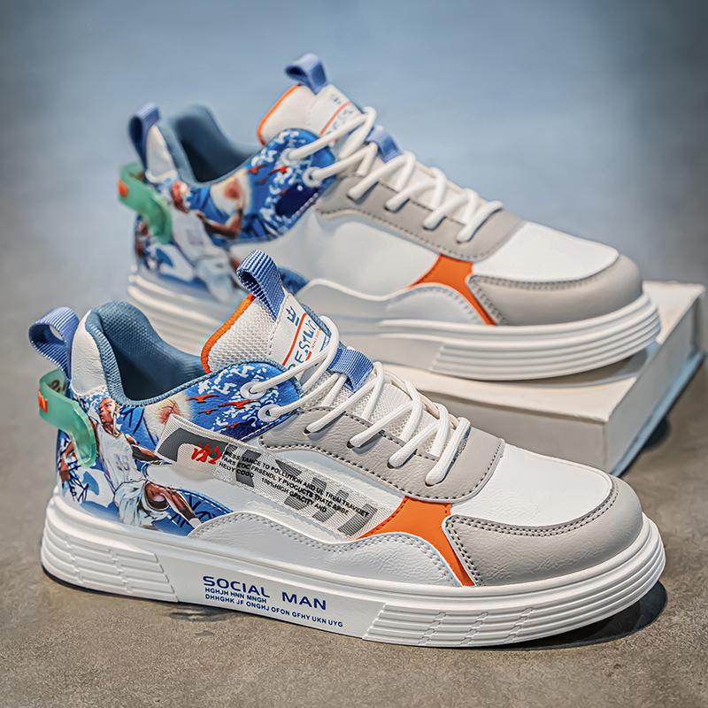 

Мужские повседневные модные кроссовки для скейтбординга на четыре сезона, удобные для студентов, трендовые кроссовки для мальчиков с мягкой подошвой, дышащая обувь 44 синий/белый