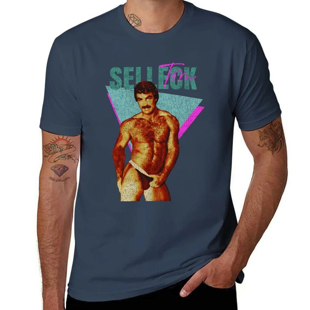 Vintage Distressed Tom Selleck Tshirt Hippie Clothes Basketball Graphic Tees Baggy Shirts Unisexs Champion T Shirts