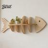 Small Apartment Space Saving Shelf Fish Bone Storage Rack Wood Wall Mounted Floating Shelf Ocean Style Entryway Decorative Art Display for