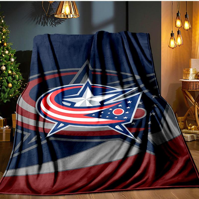 Columbus Blue Jackets Logo Blanket Flannel Throw for Sofa, Indoor, Camping, Living Room, Office, Chair, And Bed Soft Birthday Gift