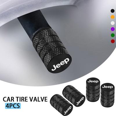 4Pcs Car Wheel Tire Valve Stem Cover Dustproof Cap Accessories For Grand Cherokee Wrangler JK Gladiator Compass Renegade