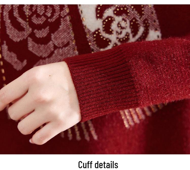Stylish Winter Knitted Sweater for Middle-Aged Women
