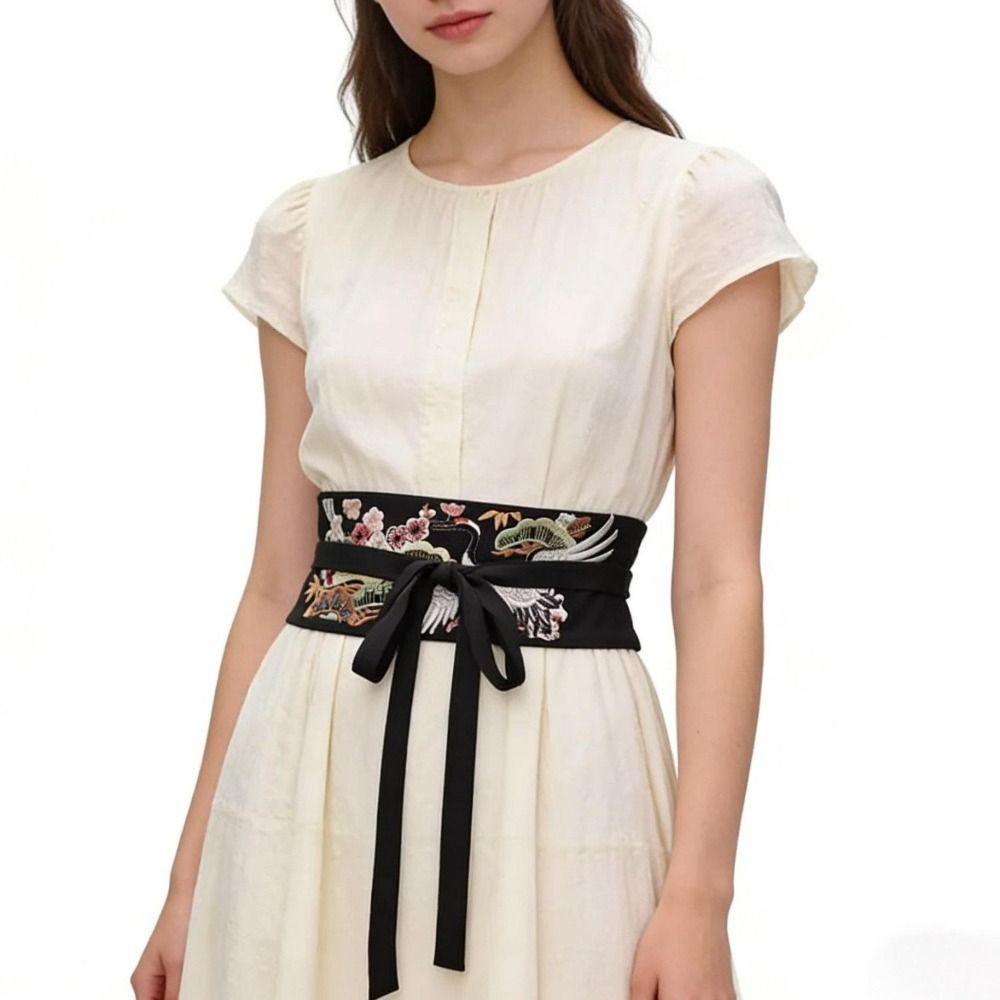 Flower Pattern Hanfu Cummerbund Crane Phoenix Flower Corset Belt Dress Girdle Hanfu Costume