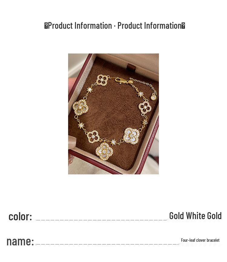 Adjustable Four-Petal Zircon Flower Bracelet - Elegant Hand Jewelry for Women, 2026