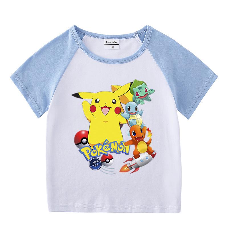 Pikachu Kids' Summer 2023 Short Sleeve T-shirt & Shorts Two-Piece Set