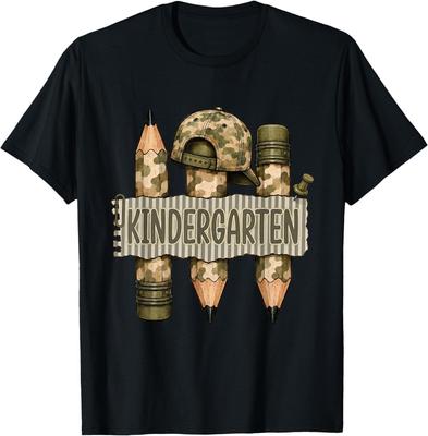 Camo Pencil Kindergarten Boys Kids First Day Back To School T-Shirt