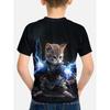 Kungfu Cat Lighting T-Shirt For Boys Kids Clothes Children's Boy's Clothing Short Sleeve Tops Top Shirts 2024 T-shirts Child Tee