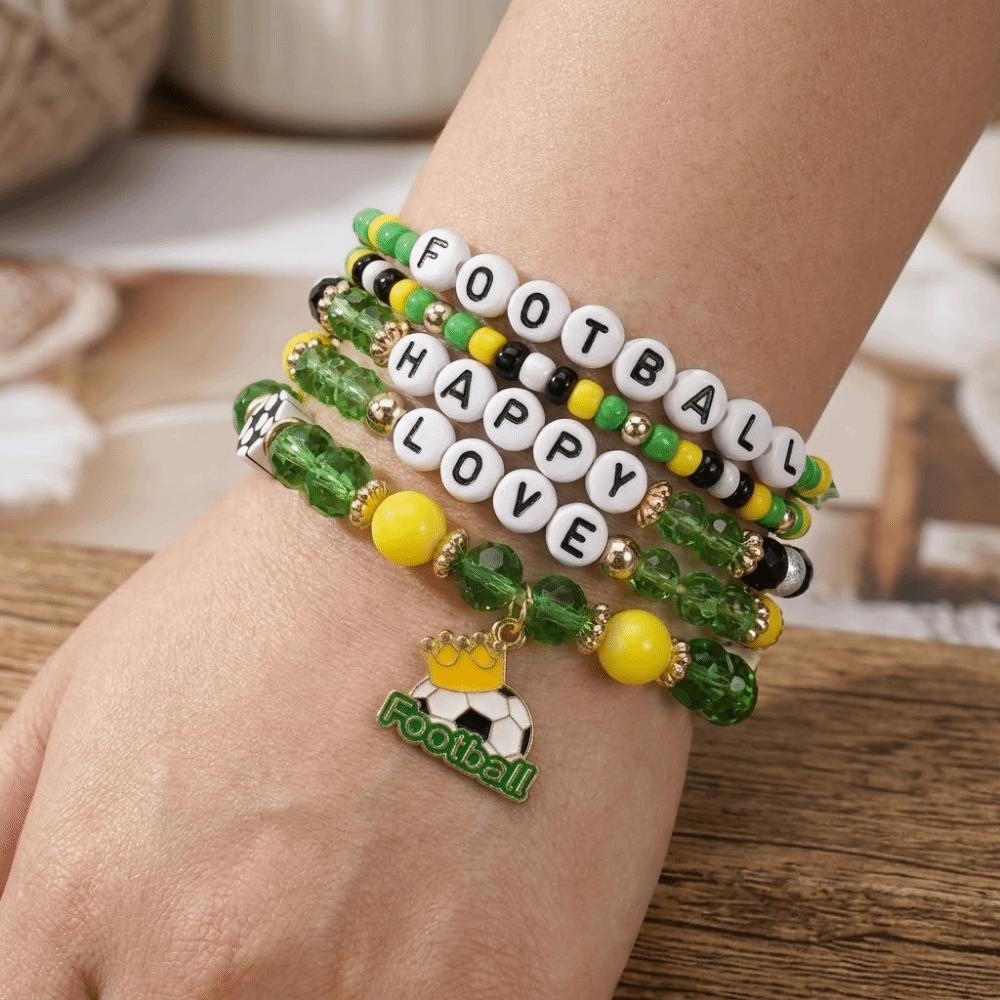 5pcs/set Creative Soccer Fan Stackable Bracelet Shoe Individualistic Bracelet Set Green Mix-and-match Football Gift