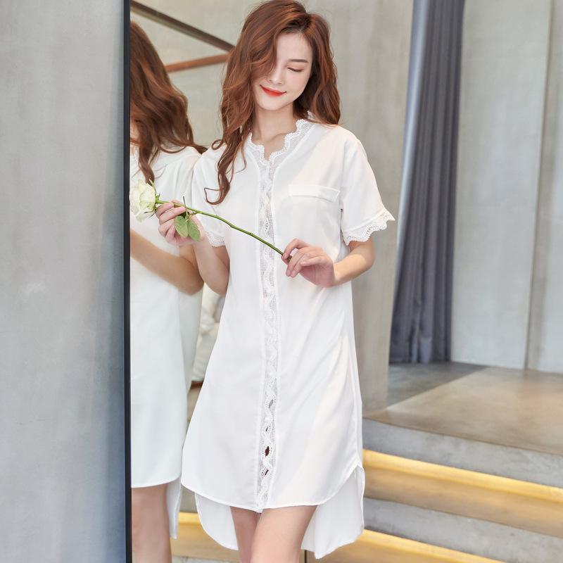 

Летняя черная ночная сорочка, блузка, юбка, сексуальное кружево, кружево, средней длины, длинная пижама, V-образный вырез, кардиган, домашняя одежда L