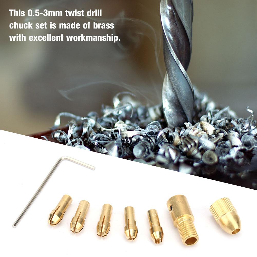 7 Pcs 0.5 3mm Electric Drill Bit Collet Micro Twist Drill Chuck Tool Adapter (3.17mm )