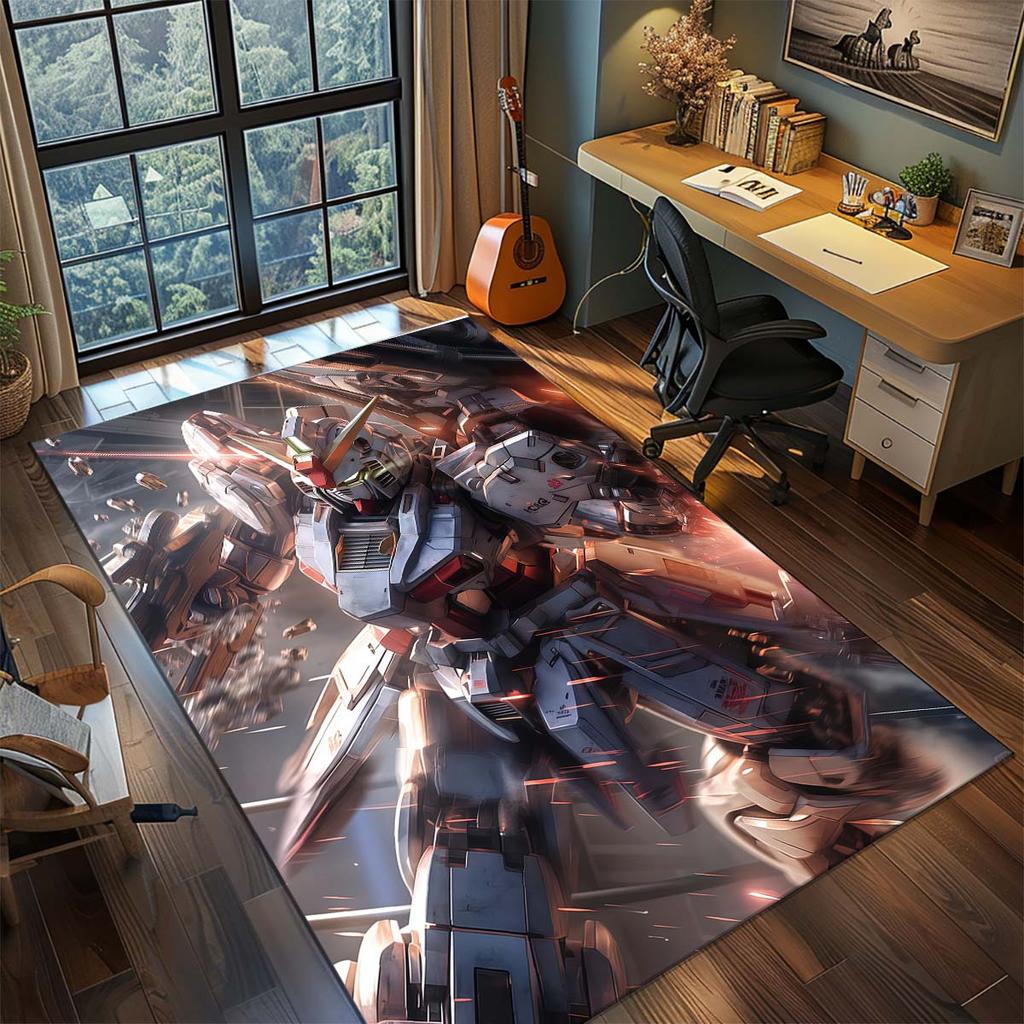 Gundam Anime Mecha Robot Rug Carpet Large Area Rug Non Slip Washable Floor Mat Gamer Room Bedroom Home Decor