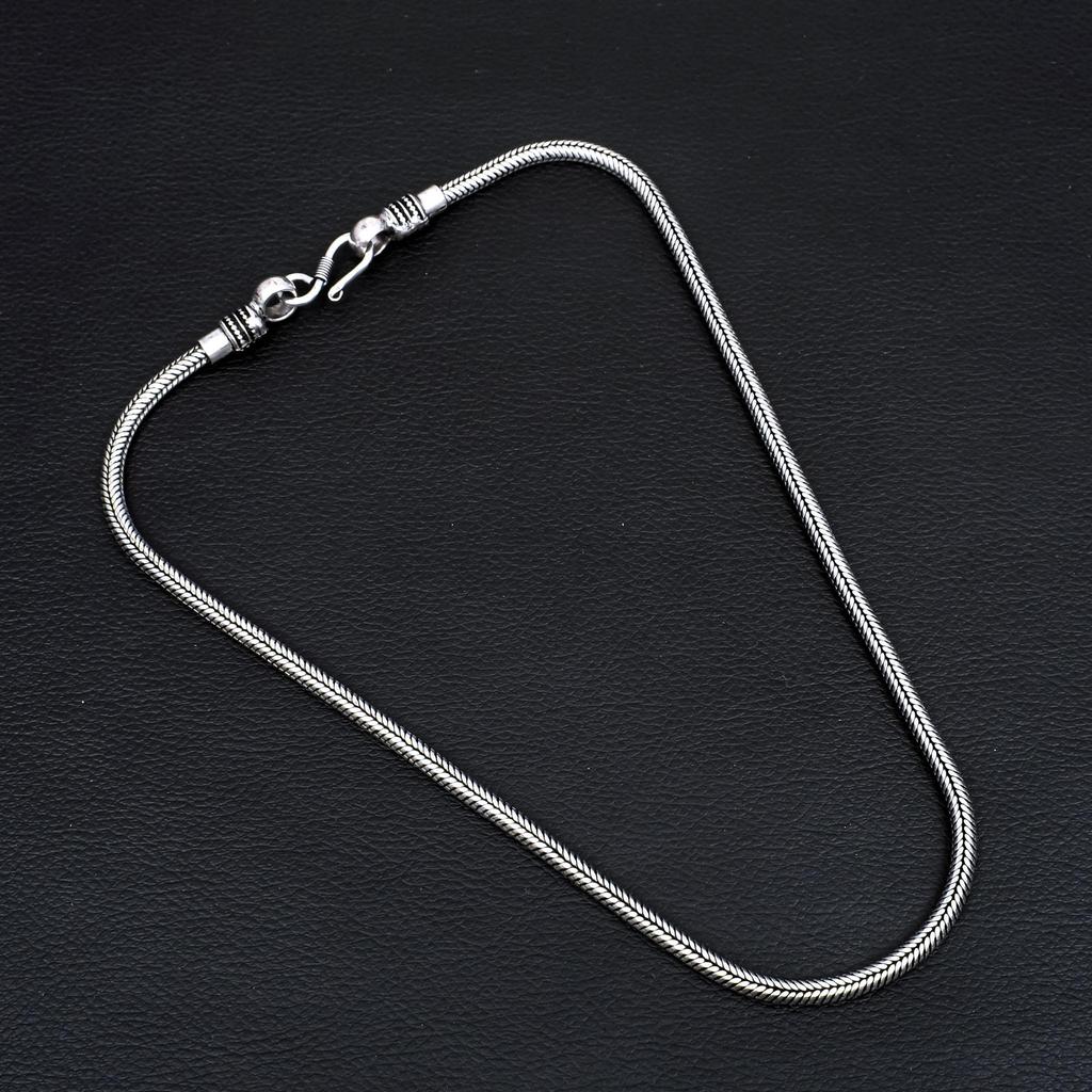 Vintage Design Handmade 5 Mm Snake Chain Necklace 925 Sterling Silver Plated Jewelry