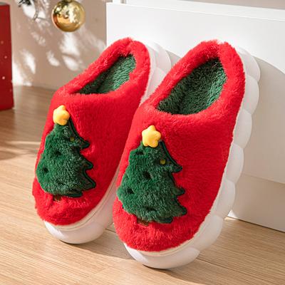 Christmas Tree Designer Slippers Women Fluffy Home Shoes Fashion Cartoon Winter Slipper Woman Comfort House Cotton Slipper Women