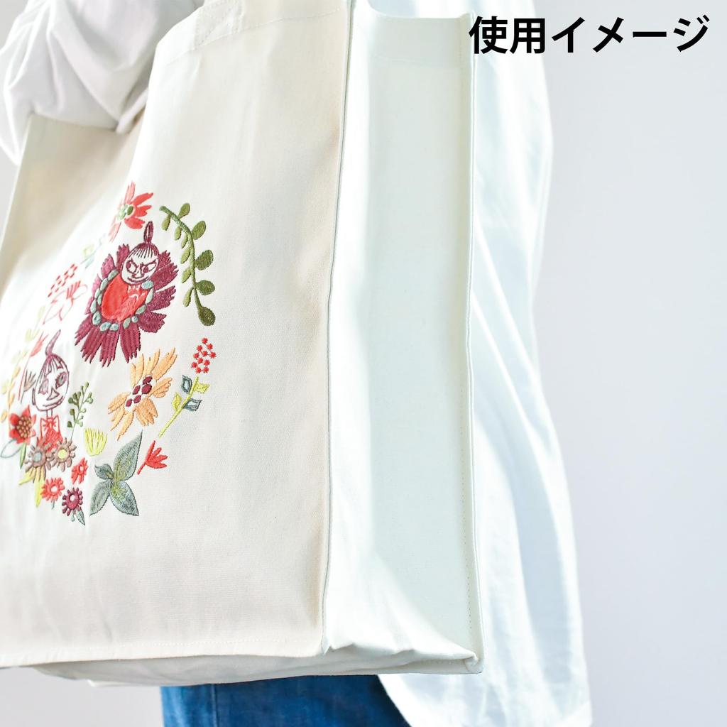 Marushin Moomin Spring Wreath Tote Organic 1425024400 Bag, A4, Cotton,