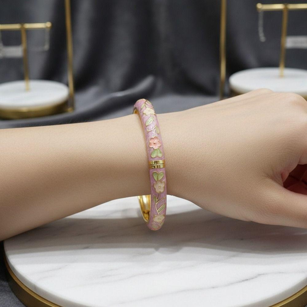 Blumenmuster Blüte Emaille Armband Zink Zink Zinklegierung Vintage Armband Mode Cloisonne Armband Mädchen