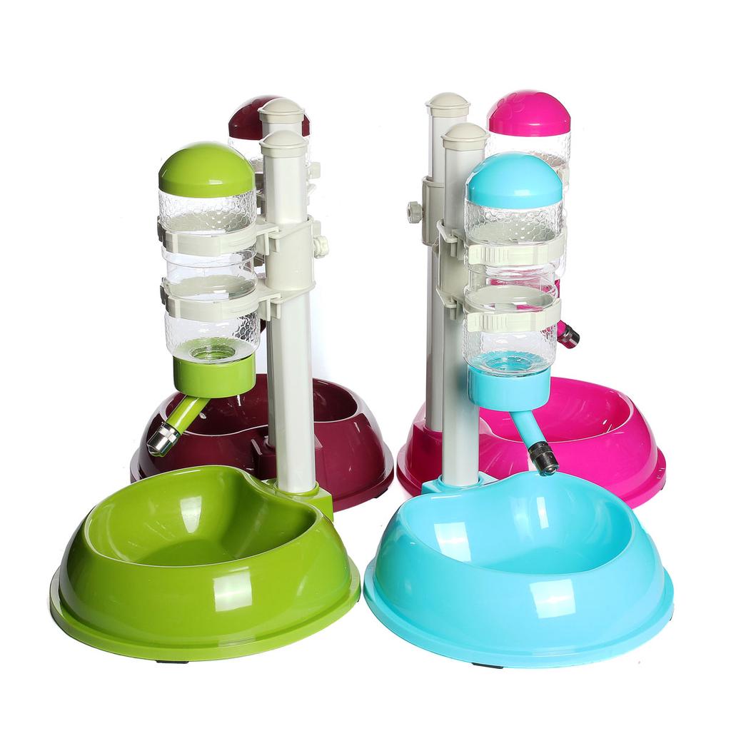 Automatic Pet Water Bottle Feeder Dispenser Food Dish Stand For Cat Dog