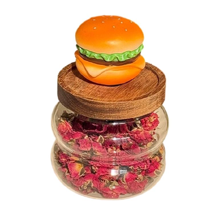 

Glass Storage Container With Wooden Cover For Spices And Coffee Bean