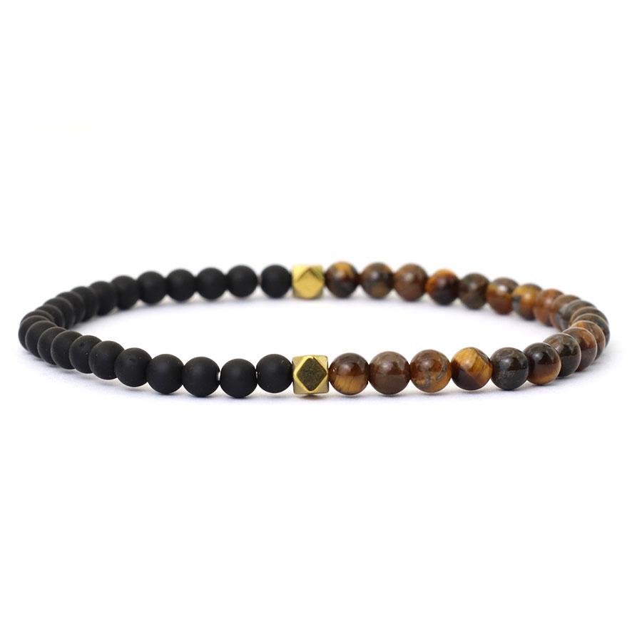 Noter New 4mm Bracelet Beads Men Classic Bicolor YingYang Stone Braclet Meditation Jewelry Pulsera Hombre Tiger Eyes Braslet