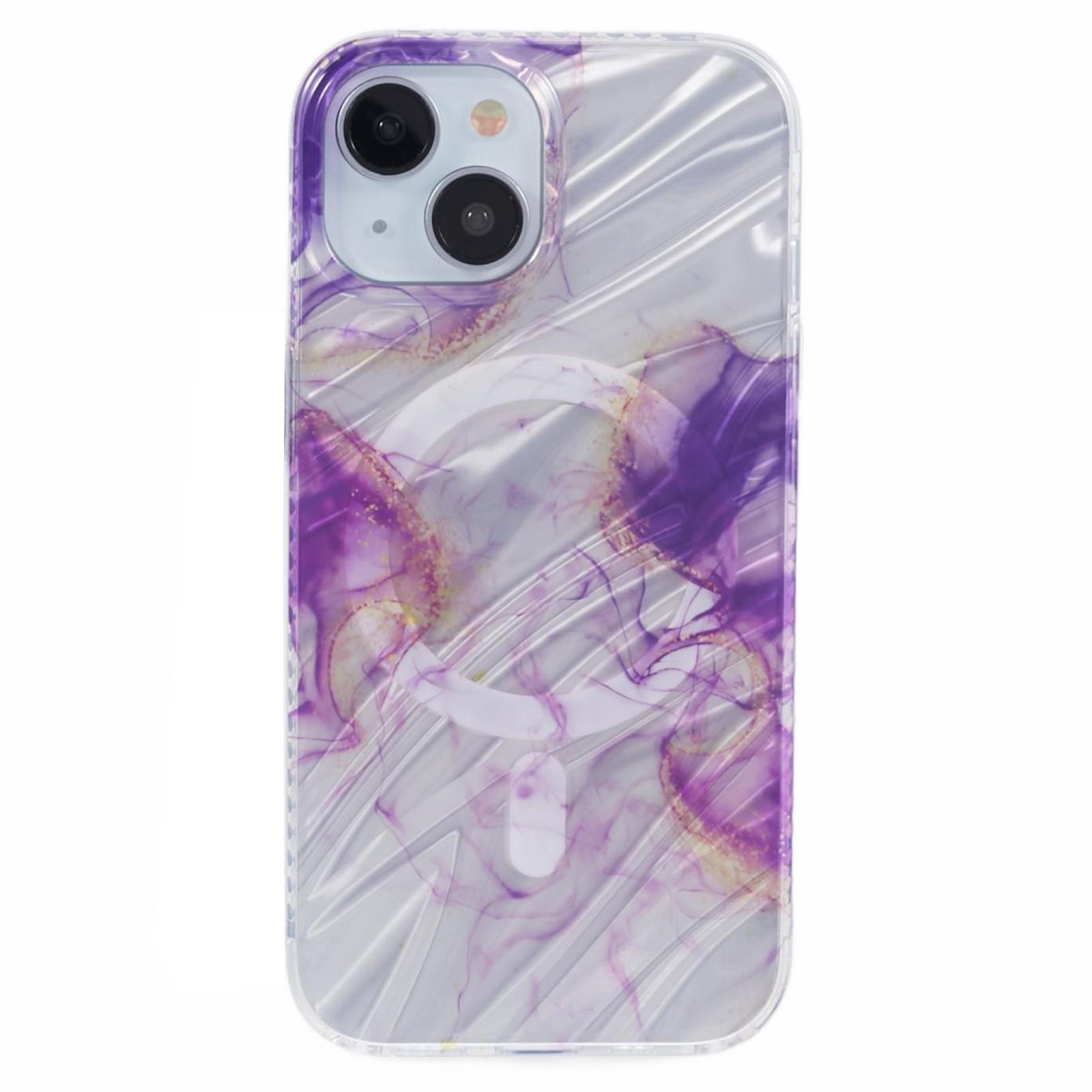 

MP Series For iPhone 14 Electroplated Case IMD Pattern TPU+Acrylic Phone Cover Compatible with MagSafe Purple