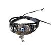 #1Pc Multilayer Vintage Demon Eye Lucky Bangle Punk Jewelry Turkish Blue Evil Eye Flower Leather Rope Bracelets For Women Men