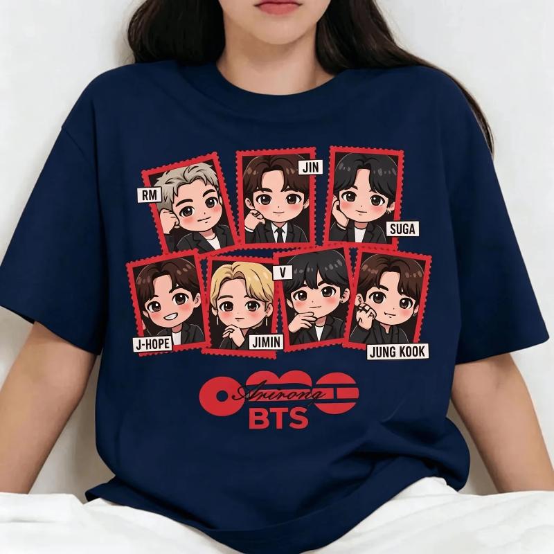 New Summer BTS Arirang World Tour Graphic Unisex Shirt Children Size Hot Kpop Men's Women's Fashion Tshirt Family Matching
