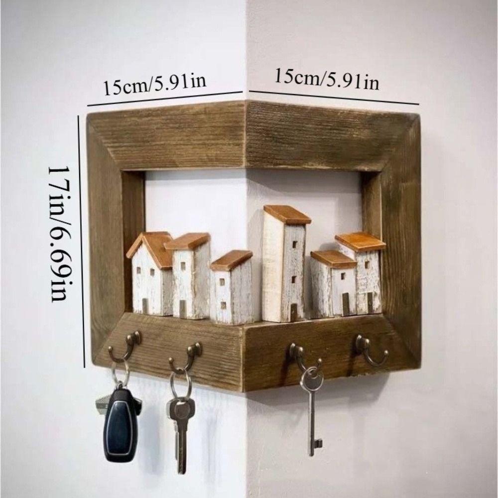 Wall-mounted Key Hook Rack Rural Style Sundries Storage Holder Housewarming Gift